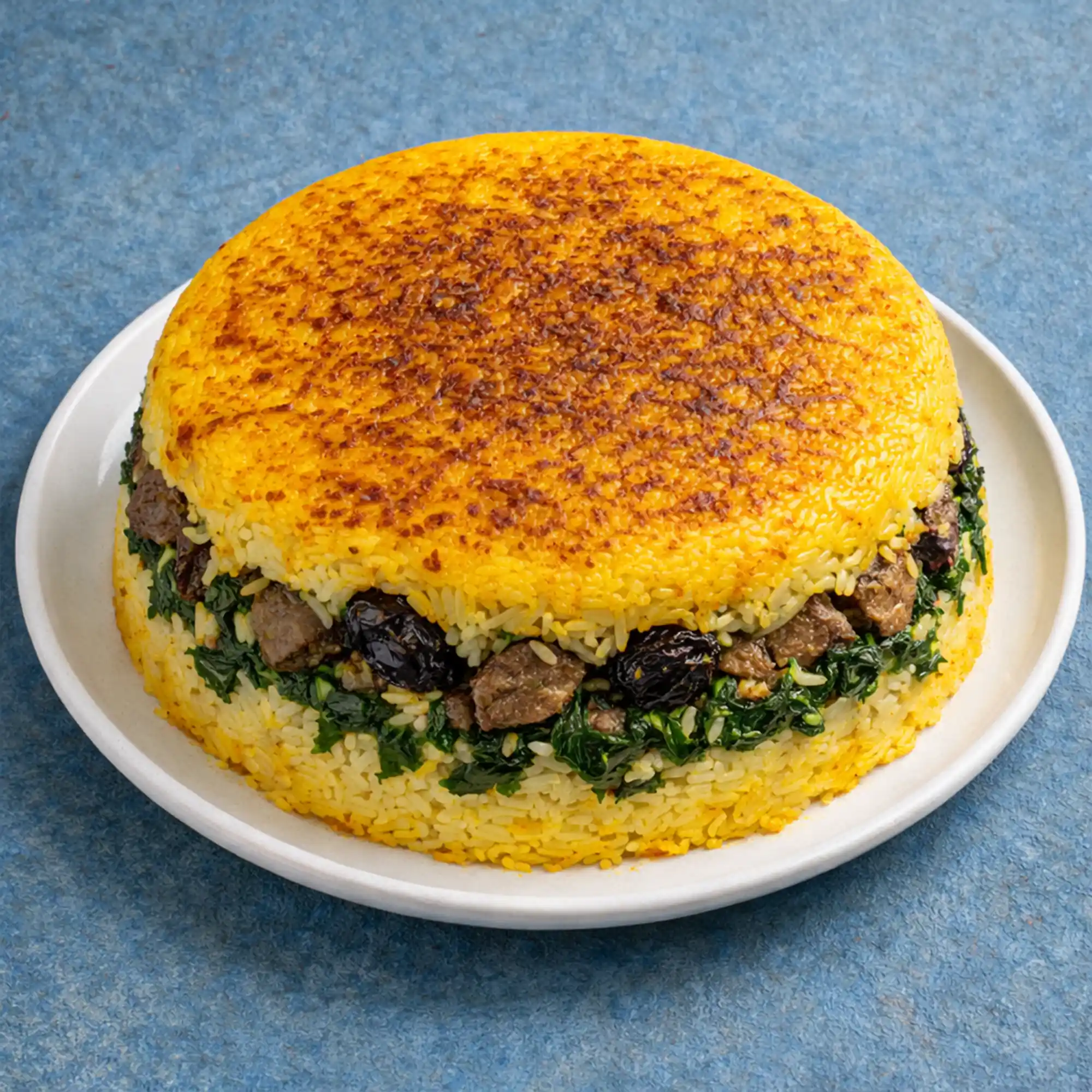تهچین اسفناج و آلو